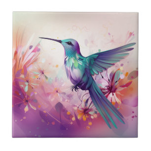 Colourful Hummingbird 3 Tile