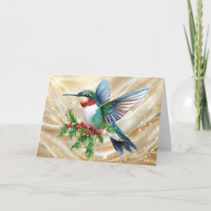 Colourful Hummingbird Christmas Holiday Card