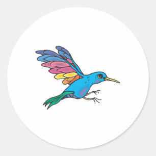 colourful hummingbird classic round sticker