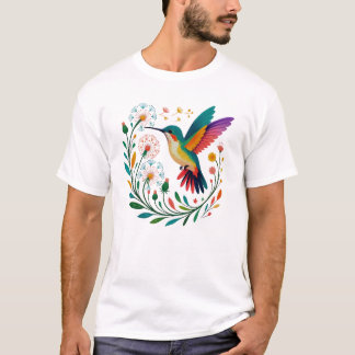 Colourful Hummingbird in Bloom T-Shirt