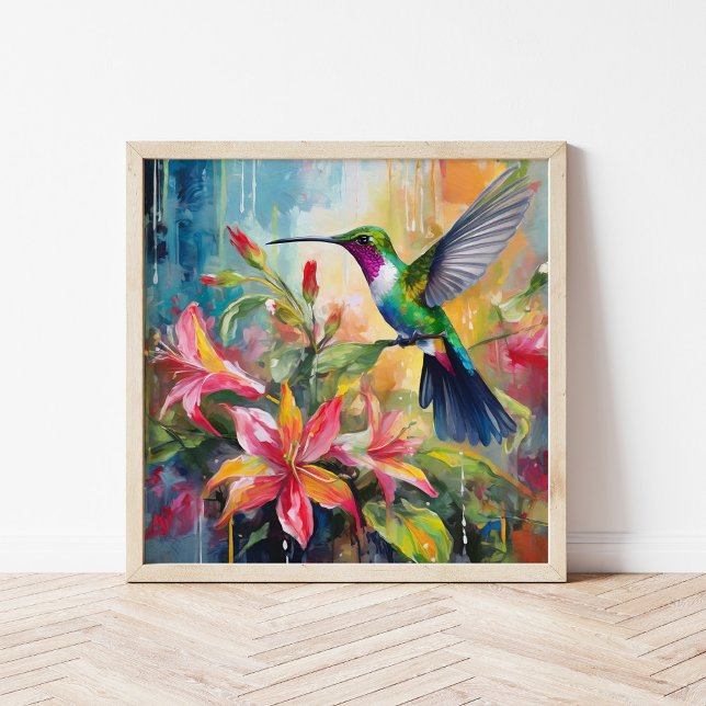 Colourful Hummingbird Modern Art Poster (Creator Uploaded)