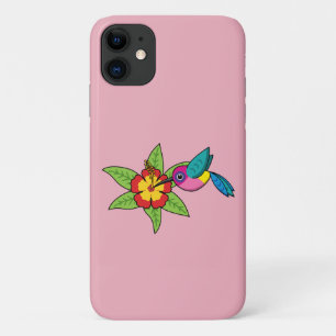 Colourful Hummingbird on Hibiscus Tropical Flower iPhone 11 Case