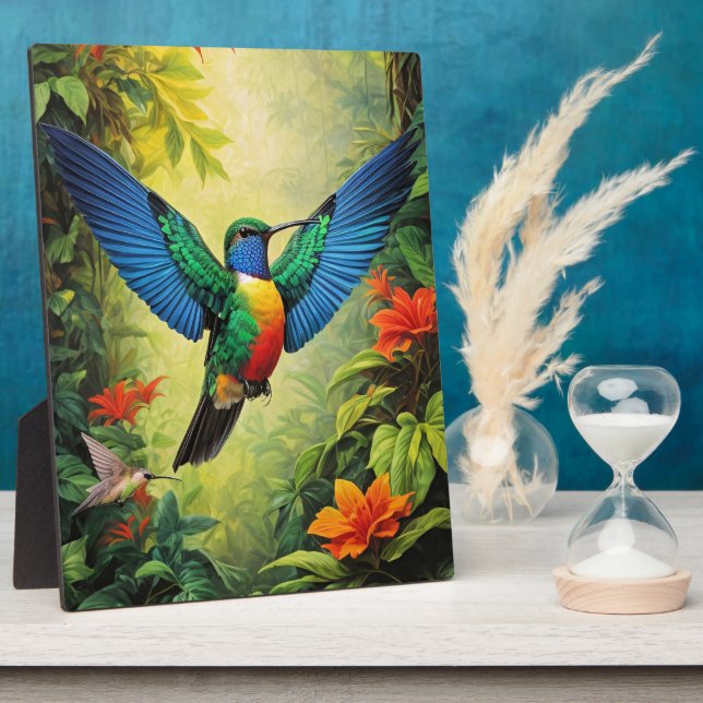 Colourful Hummingbird Plaque (Side)