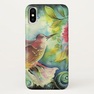 Colourful Hummingbird Silk Art Painting Case-Mate iPhone Case