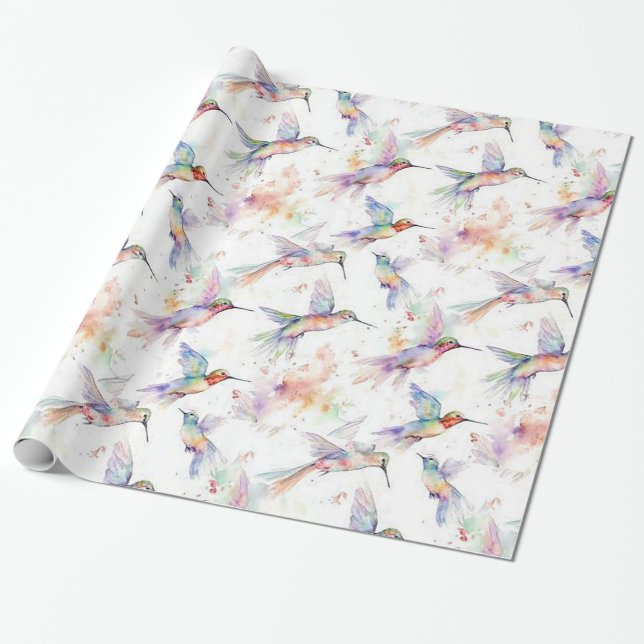 Colourful Hummingbird Wrapping Paper  (Unrolled)