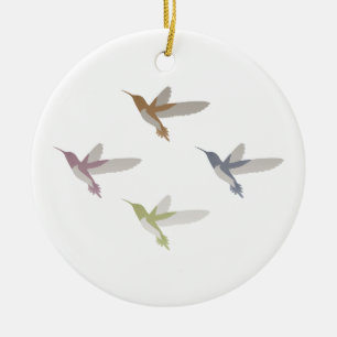 Colourful Hummingbirds Ceramic Ornament