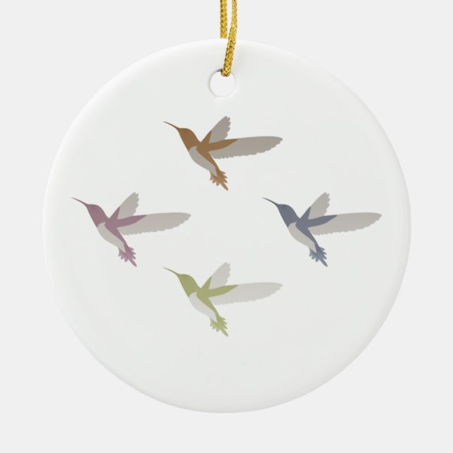 Colourful Hummingbirds Ceramic Ornament (Front)