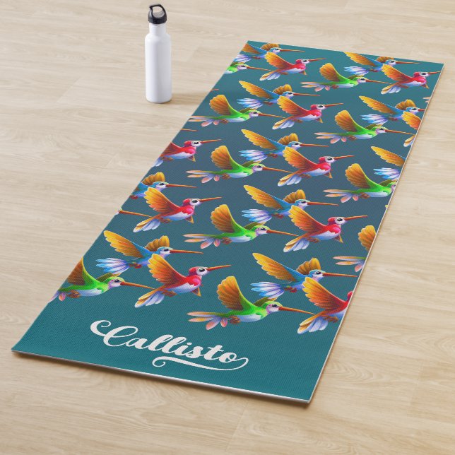 Colourful Hummingbirds in Flight Yoga Mat (In Situ)