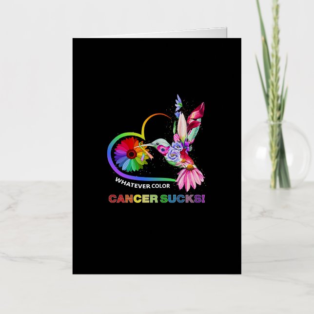 Colourful Hummingbirds What Ever Colour Cancer suc Foil Greeting Card (Front)