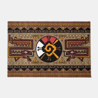 Colourful Hunab Ku Mayan symbol #5 Doormat