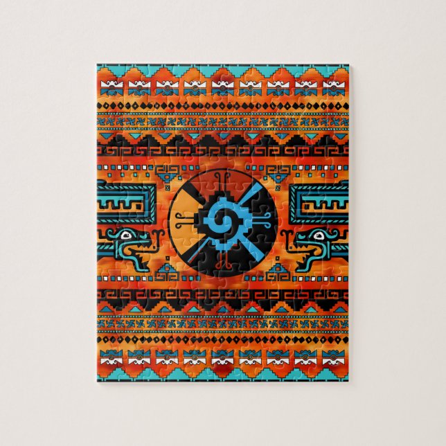 Colourful Hunab Ku Mayan symbol #6 Jigsaw Puzzle (Vertical)