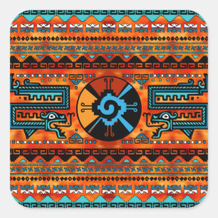Colourful Hunab Ku Mayan symbol #6 Square Sticker