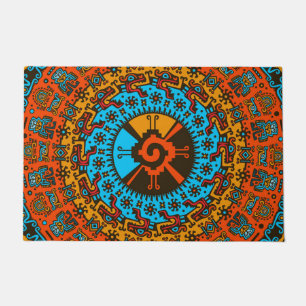 Colourful Hunab Ku Mayan symbol #7 Doormat
