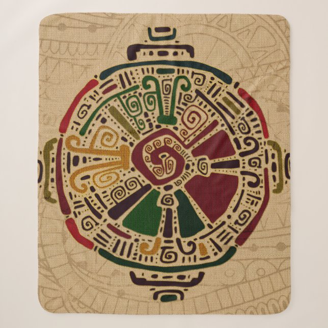 Colourful Hunab Ku Mayan symbol on cotton Sherpa Blanket (Front)