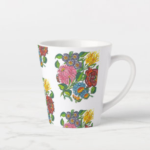 Colourful Hungarian Flowers Latte Mug