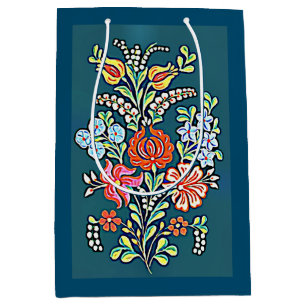Colourful Hungarian Flowers Medium Gift Bag