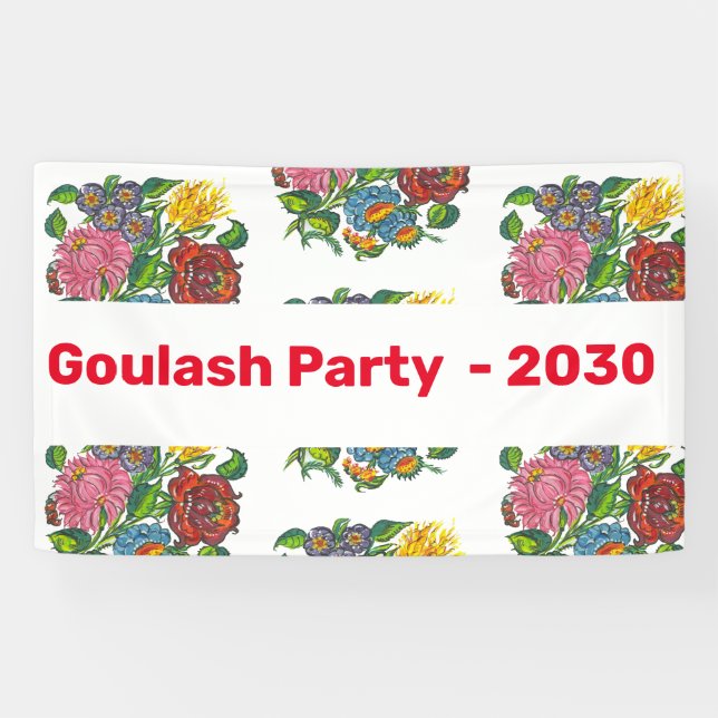 Colourful Hungarian Flowers - personalized Banner (Horizontal)
