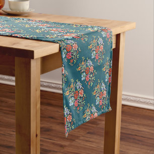 Colourful Hungarian Flowers Short Table Runner