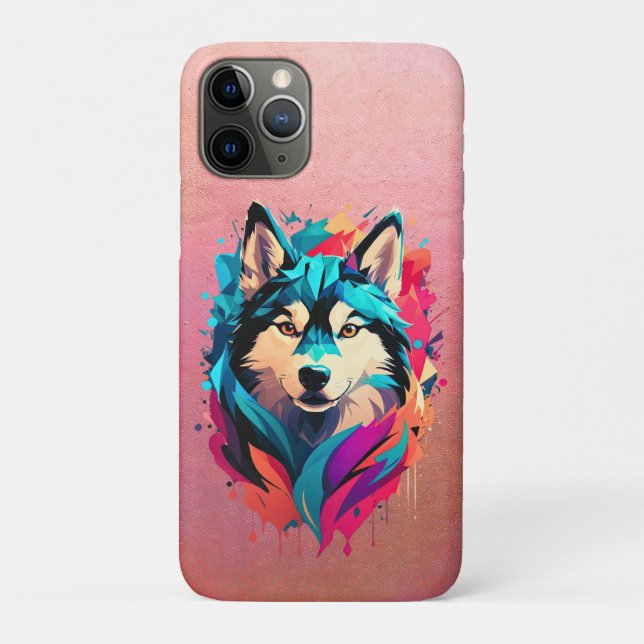 Colourful Husky Dog Head Vibrant Husky Lovers Case-Mate iPhone Case (Back)