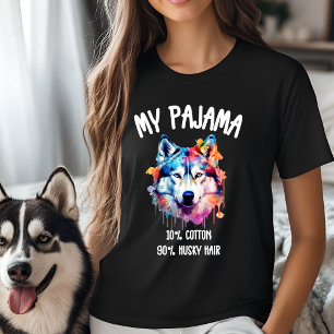 Colourful Husky Pajama Funny Dog Lover T-Shirt