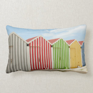Colourful Huts On Beach Lumbar Pillow