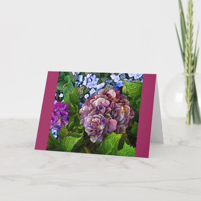 Colourful Hydrangea Flower Card (Front)