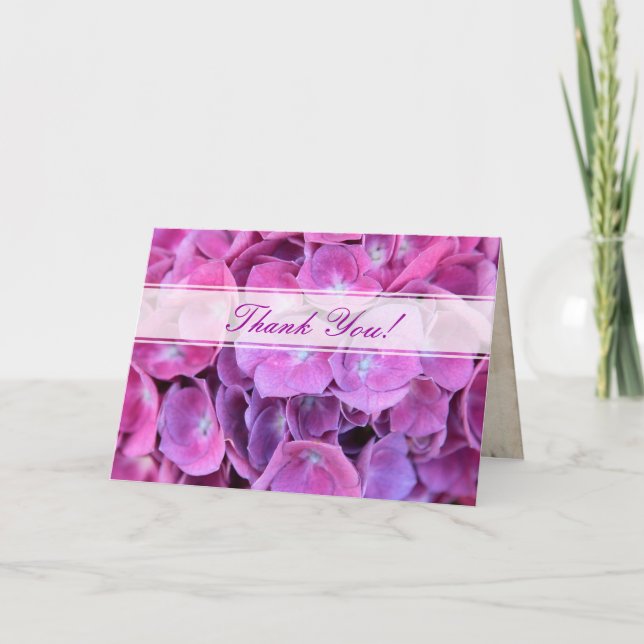 Colourful Hydrangea Flowers Thank you Card (Front)