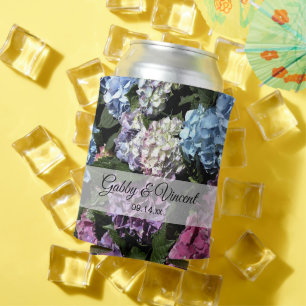 Colourful Hydrangea Flowers Wedding Favour Can Cooler