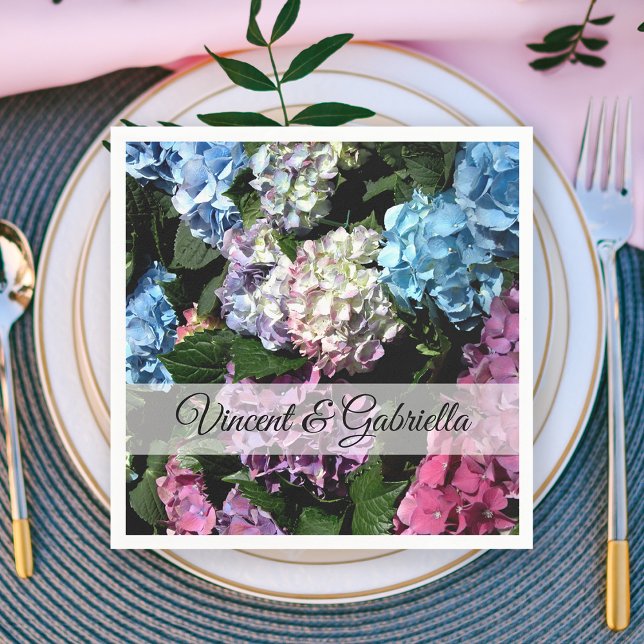 Colourful Hydrangea Flowers Wedding Napkin (Creator Uploaded)