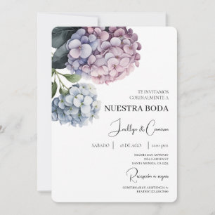 Colourful Hydrangea Spanish Wedding Invitation