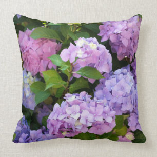 colourful hydrangea throw pillow