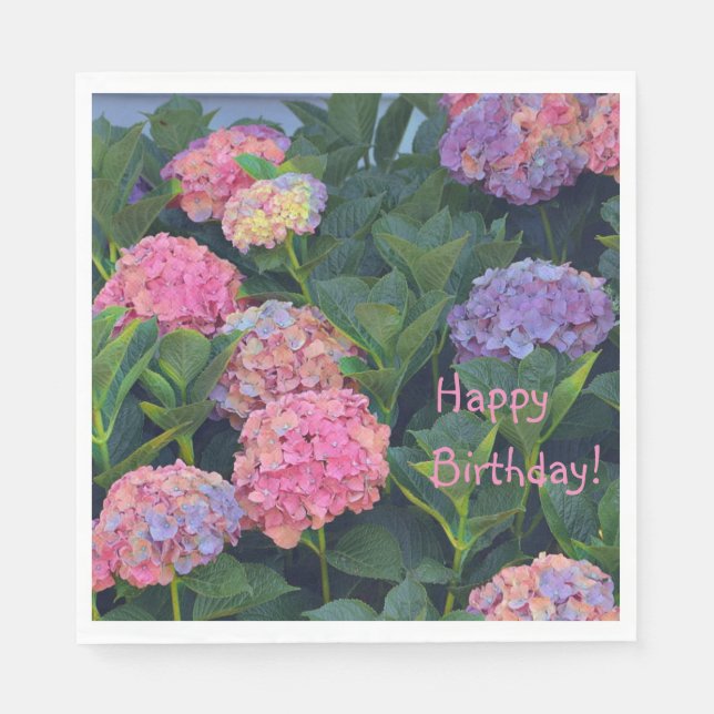Colourful Hydrangeas Napkin (Front)