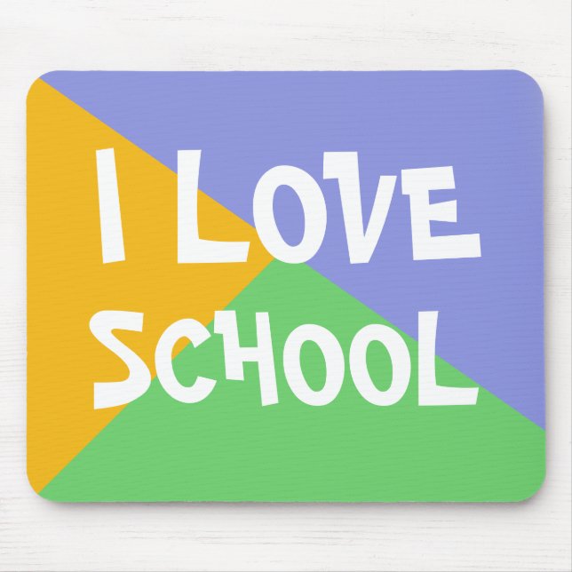 Colourful I Love School Boy Blue custom Text Mouse Pad (Front)