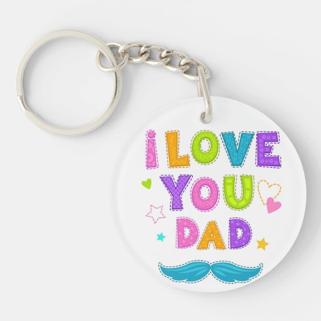  Colourful I Love You Dad Keychain (Front)