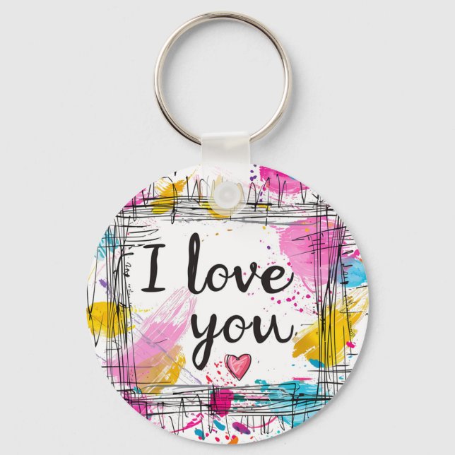 Colourful 'I Love You' Keychain (Front)