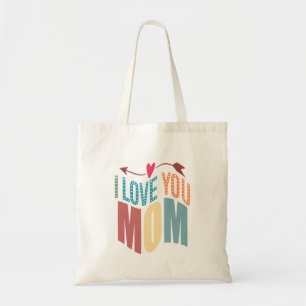 Colourful I Love You Mom & heart & Arrow Tote Bag