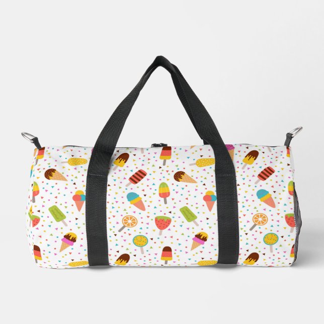 Colourful ice cream and confetti pattern duffle bag (Front)