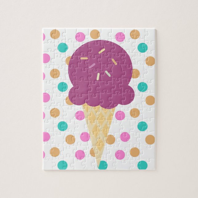 Colourful Ice Cream and Dots Pink Blue Colourful Jigsaw Puzzle (Vertical)