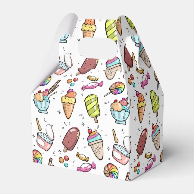 Colourful Ice Cream, Candy and Lollies Pattern Favor Box (Front Side)