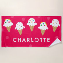 Colourful Ice Cream Cone Beach Towel