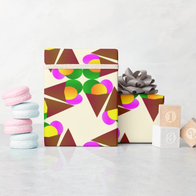 Colourful Ice Cream Cone Pattern Wrapping Paper (Baby Shower)