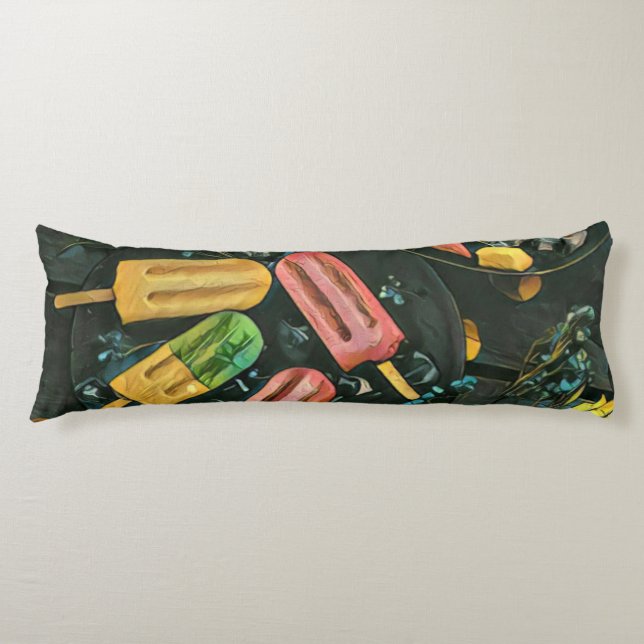Colourful ice cream cone popsicle body pillow (Front)