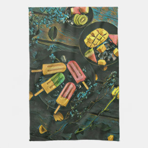 Colourful ice cream cone popsicle kitchen towel