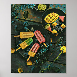 Colourful ice cream cone popsicle poster