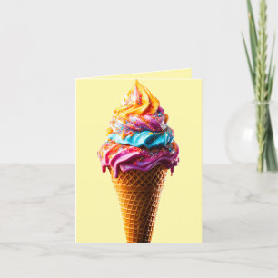 Colourful Ice Cream Cone  Thank You Card