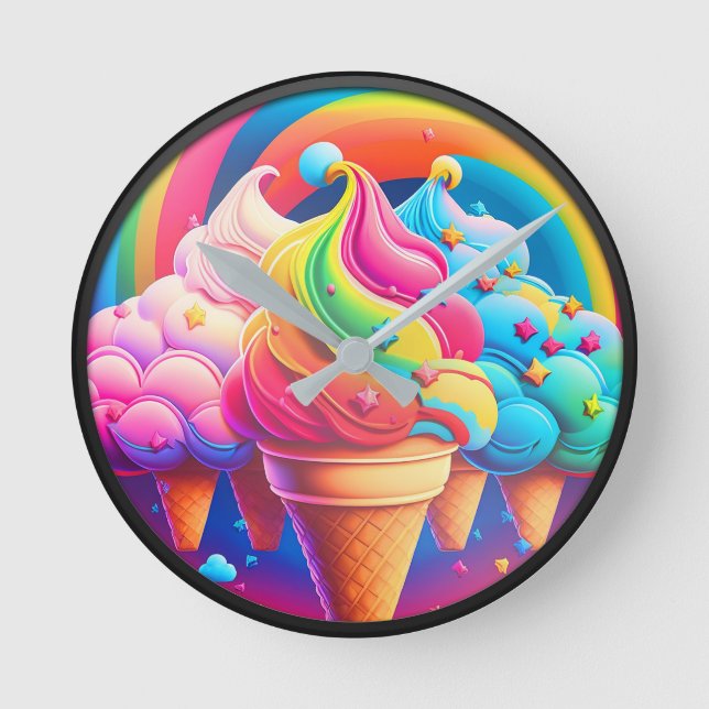 Colourful Ice Cream Cones Clock (Front)
