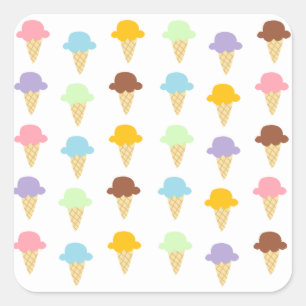 Colourful Ice Cream Cones Square Sticker