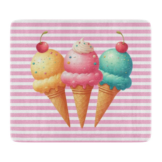 Colourful Ice cream Cutting Board (Front)