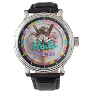 Colourful Ice Cream Fun Sprinkles Friendly Message Watch