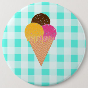 Colourful Ice Cream Illustration 6 Inch Round Button